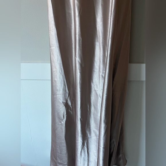 NWT Birdy Grey Lisa Long Satin Taupe Dress Size Medium - Picture 7 of 8